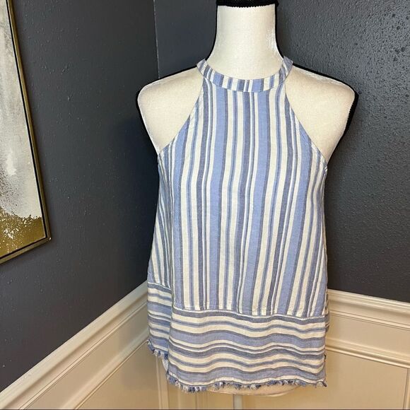 Cloth and Stone Striped Blue Halter Tank Top - Picture 5 of 12
